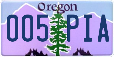 OR license plate 005PIA