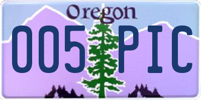 OR license plate 005PIC