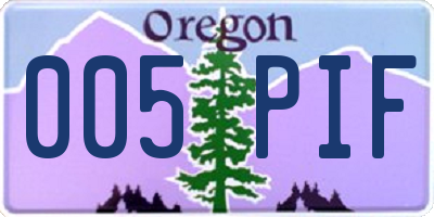 OR license plate 005PIF