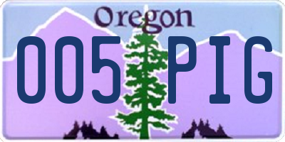 OR license plate 005PIG