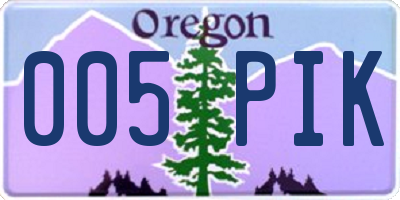 OR license plate 005PIK