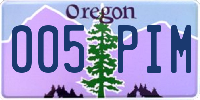 OR license plate 005PIM