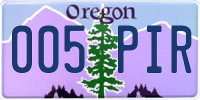 OR license plate 005PIR