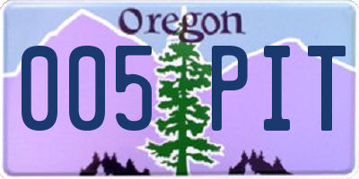 OR license plate 005PIT