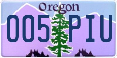 OR license plate 005PIU