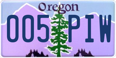 OR license plate 005PIW