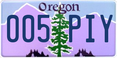 OR license plate 005PIY