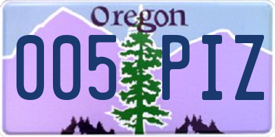 OR license plate 005PIZ