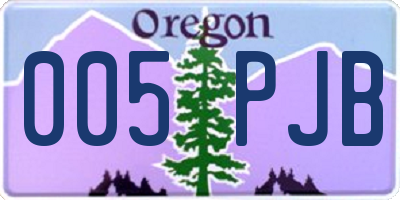 OR license plate 005PJB