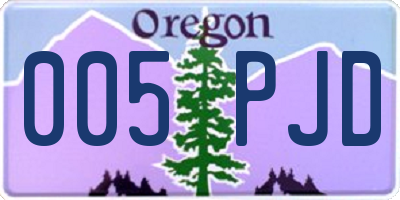 OR license plate 005PJD