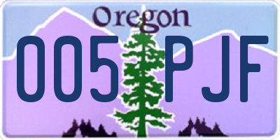 OR license plate 005PJF