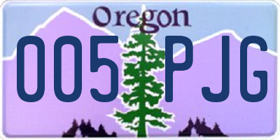 OR license plate 005PJG