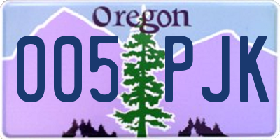 OR license plate 005PJK