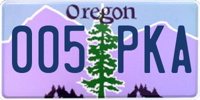 OR license plate 005PKA