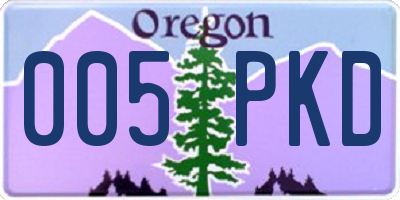 OR license plate 005PKD