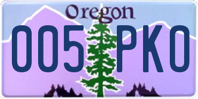 OR license plate 005PKO
