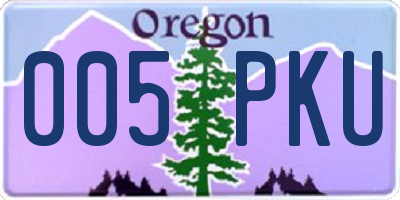 OR license plate 005PKU
