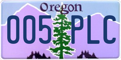 OR license plate 005PLC