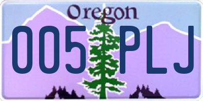 OR license plate 005PLJ