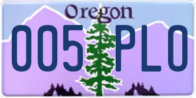 OR license plate 005PLO