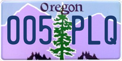 OR license plate 005PLQ