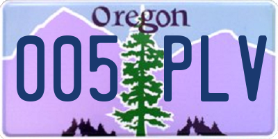 OR license plate 005PLV