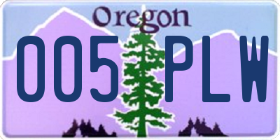 OR license plate 005PLW