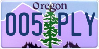 OR license plate 005PLY