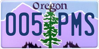 OR license plate 005PMS