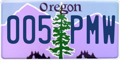 OR license plate 005PMW