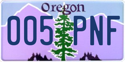OR license plate 005PNF
