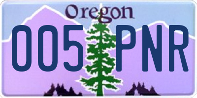 OR license plate 005PNR
