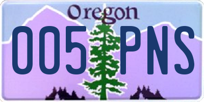 OR license plate 005PNS
