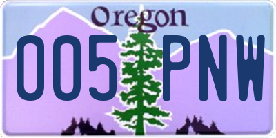 OR license plate 005PNW