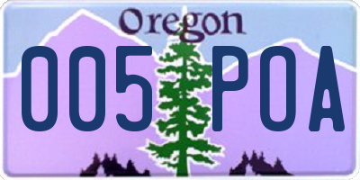 OR license plate 005POA