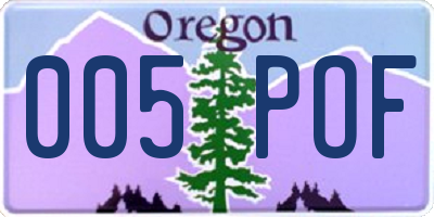 OR license plate 005POF