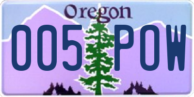 OR license plate 005POW