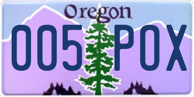 OR license plate 005POX