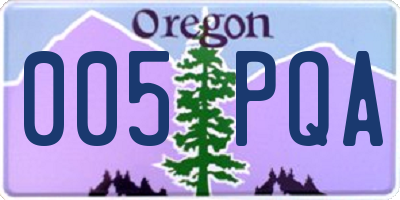 OR license plate 005PQA