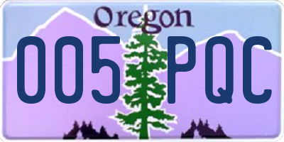 OR license plate 005PQC