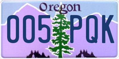 OR license plate 005PQK