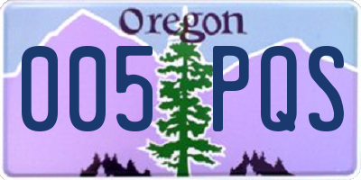 OR license plate 005PQS
