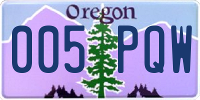 OR license plate 005PQW