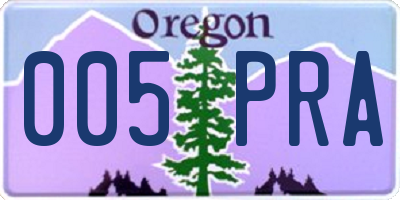 OR license plate 005PRA