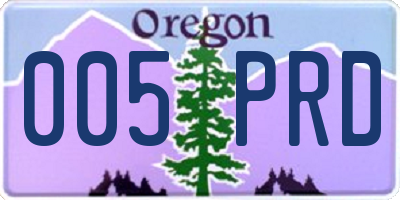 OR license plate 005PRD