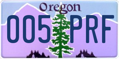 OR license plate 005PRF