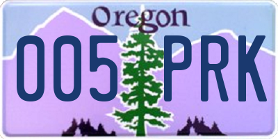 OR license plate 005PRK