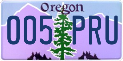 OR license plate 005PRU