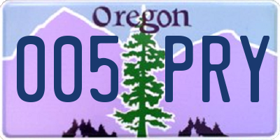 OR license plate 005PRY