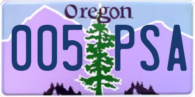OR license plate 005PSA